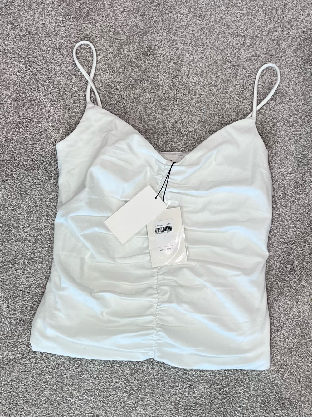 7 for all mankind White Ruched Spaghetti Strap Cami tank NWT
